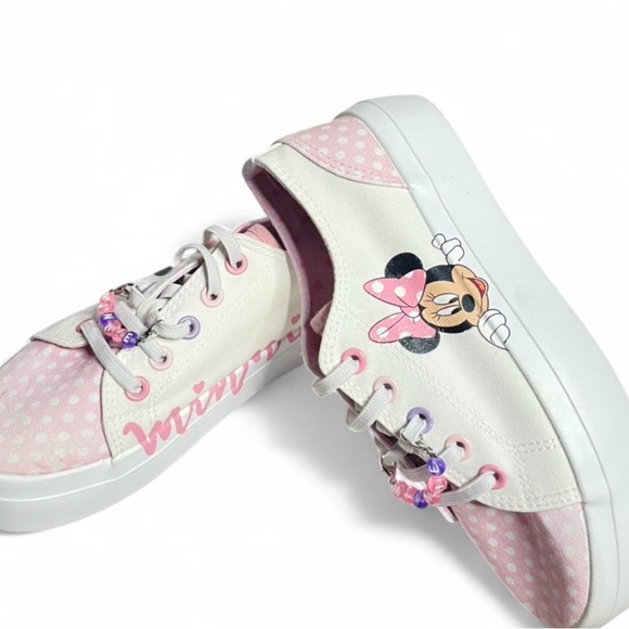 Disney Other - Disney Minnie Mouse Polka Dot Pink White Canvas Sneakers Low Top Girls' Size 3